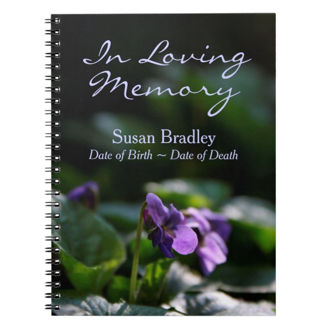 Wild Violets Floral Photo Memorial Guest Book SpNB (Front)
