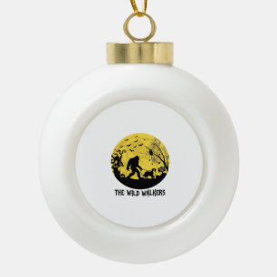 Wild Walkers Bigfoot Walking Bernese Halloween Hau Ceramic Ball Christmas Ornament