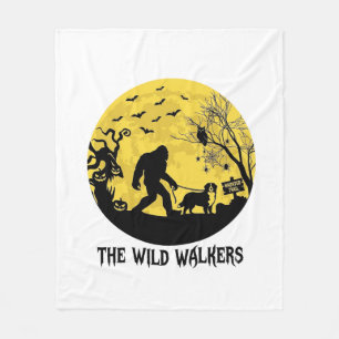 Wild Walkers Bigfoot Walking Bernese Halloween Hau Fleece Blanket