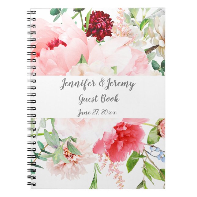 Wild Watercolor Floral Garden Wedding Notebook (Front)