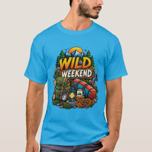 Wild Weekend Camping Adventure Mountain Camping De T-Shirt