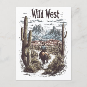 Wild West Adventure Illustration Postcard
