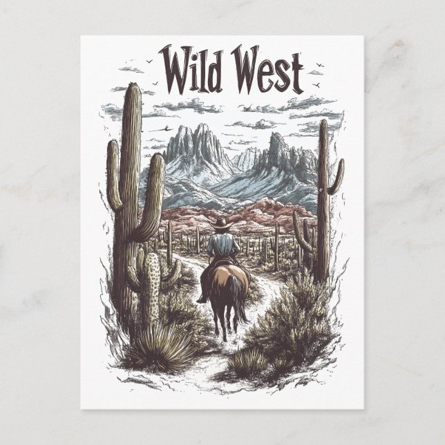 Wild West Adventure Illustration Postcard (Front)