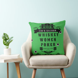 Wild West Americana Poker Throw Pillow