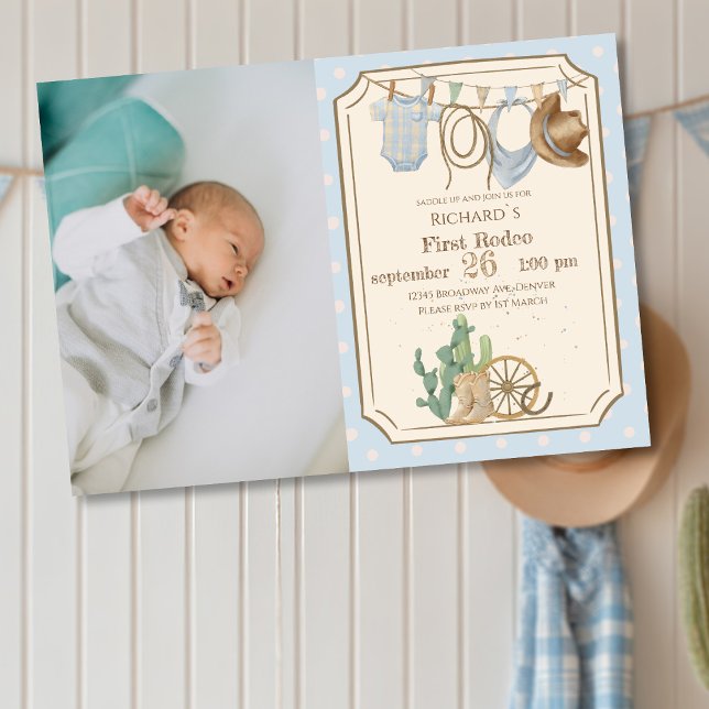 Wild West Baby Cowboy 1st Birthday Invitation (Creator Uploaded)