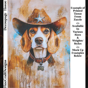 Wild West Beagle Dog In Cowboy Hat EY4 Decoupage Tissue Paper
