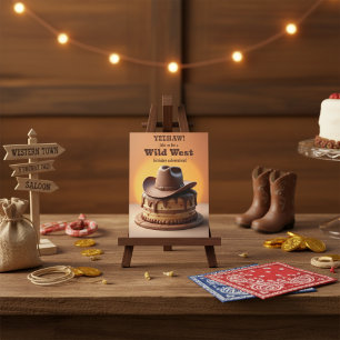 Wild West Birthday Cowboy Hat Cake Invitation
