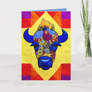Wild West Bison Quilt Like Design Thank You Card
