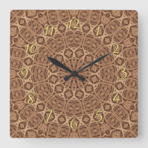 Wild West Brown Rope Kaleidoscope Square Wall Clock
