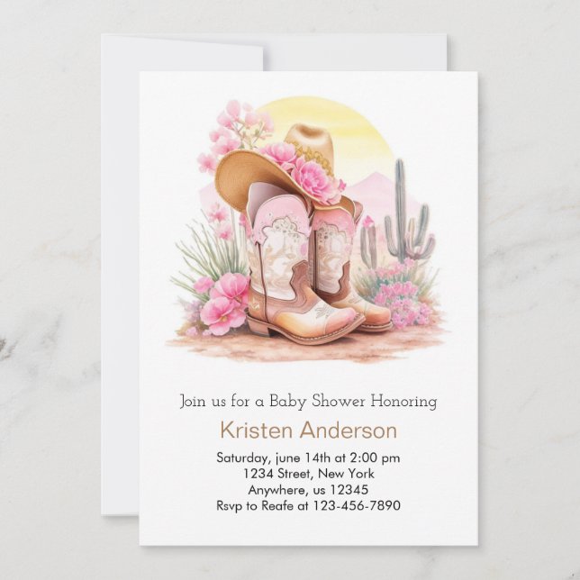 Wild West Celebration Cowgirl Baby Shower Invitation (Front)