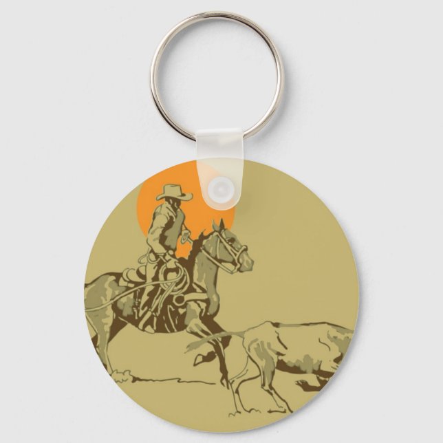 Wild West Cowboy at work Keychain (Front)