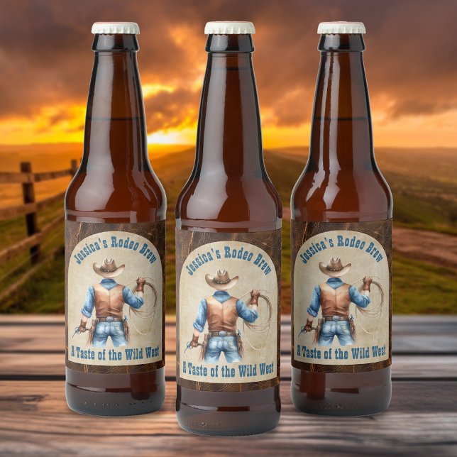 Wild West Cowboy  Beer Bottle Label (Creator Uploaded)
