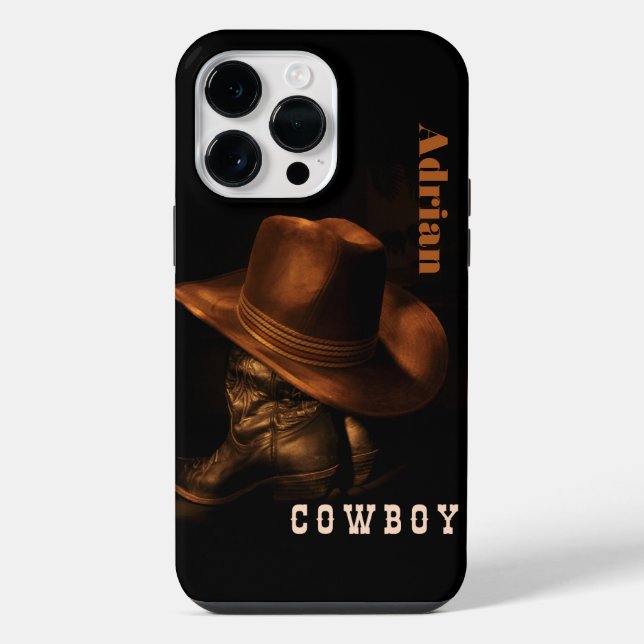 wild west cowboy boot hat personalized iPhone case (Back)