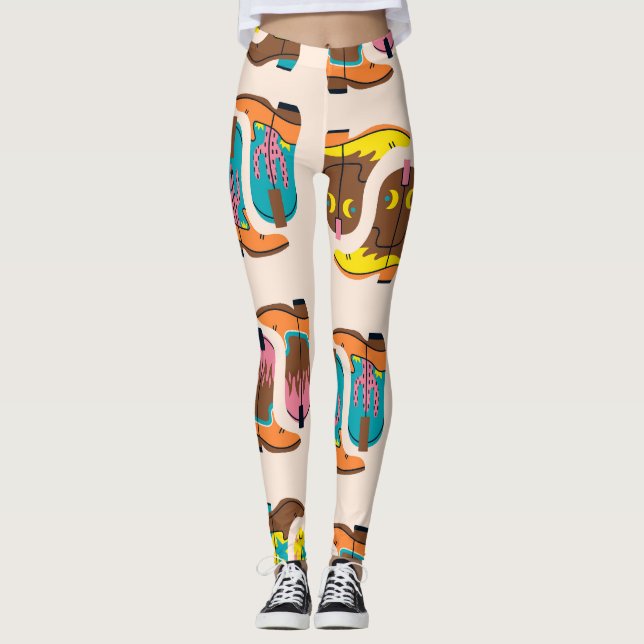 Wild West Cowboy Boots: Fashion Concept Pattern Leggings (Front)