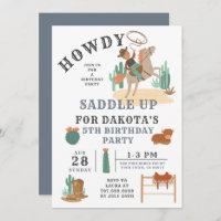 Wild West Cowboy Boy Invitation 5e anniversaire