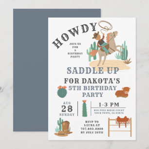 Wild West Cowboy Boy Invitation 5e anniversaire