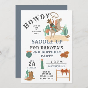 Wild West Cowboy Boy Invitation du 2e anniversaire
