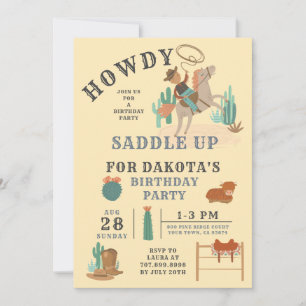Wild West Cowboy Boy's Birthday Invitation