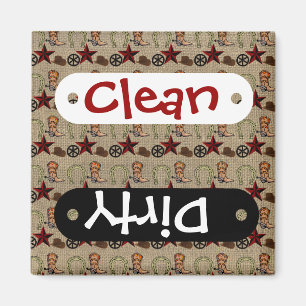 Wild West Cowboy Country Western on Burlap Pattern Magnet