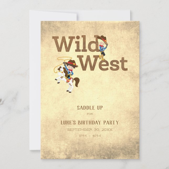 Wild West Cowboy Cowgirl Child's Birthday  Invitation (Front)