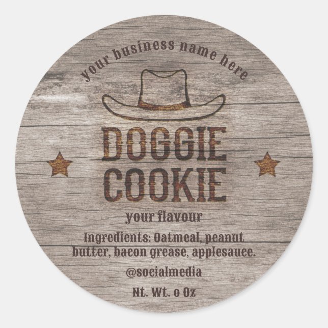Wild west cowboy doggie cookie  classic round sticker (Front)