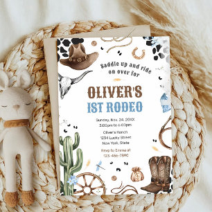 Wild West Cowboy First Rodeo Birthday Invitation