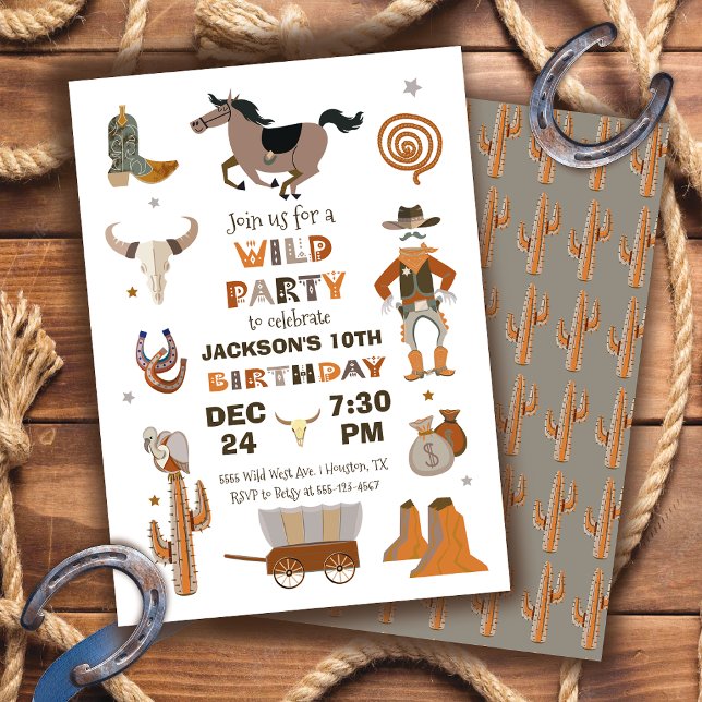 Wild West Cowboy Invitation de fête d'anniversaire (Créateur téléchargé)