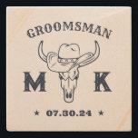 Wild West Cowboy Monogram Best Man Groomsmen Stone Coaster<br><div class="desc">Personalized gifts for groomsmen and best man with old western cowboy theme. Decorated with cowboy hat with vintage western font. Text and colour are editable using the Design Tool to fit your occasion. Get this customize gift for wedding,  bachelor party,  engagement party or any other special occasions.</div>