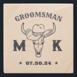 Wild West Cowboy Monogram Best Man Groomsmen Stone Coaster<br><div class="desc">Personalized gifts for groomsmen and best man with old western cowboy theme. Decorated with cowboy hat with vintage western font. Text and colour are editable using the Design Tool to fit your occasion. Get this customize gift for wedding,  bachelor party,  engagement party or any other special occasions.</div>