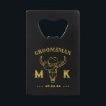 Wild West Cowboy Personalized Groomsmen Monogram Credit Card Bottle Opener<br><div class="desc">Personalized gifts for groomsmen with old western cowboy theme. Decorated with cowboy hat with vintage western font. Text and background colour are editable using the Design Tool to fit your occasion. Get this customize gift for wedding,  bachelor party,  engagement party or any other special occasions.</div>