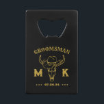 Wild West Cowboy Personalized Groomsmen Monogram Credit Card Bottle Opener<br><div class="desc">Personalized gifts for groomsmen with old western cowboy theme. Decorated with cowboy hat with vintage western font. Text and background colour are editable using the Design Tool to fit your occasion. Get this customize gift for wedding,  bachelor party,  engagement party or any other special occasions.</div>