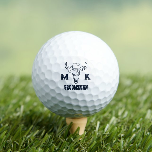 Wild West Cowboy Personalized Groomsmen Monogram Golf Balls (Insitu Tee)