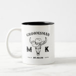 Wild West Cowboy Personalized Groomsmen Monogram Two-Tone Coffee Mug<br><div class="desc">Personalized gifts for groomsmen with old western cowboy theme. Decorated with cowboy hat with vintage western font. Text and background colour are editable using the Design Tool to fit your occasion. Get this customize gift for wedding,  bachelor party,  engagement party or any other special occasions.</div>