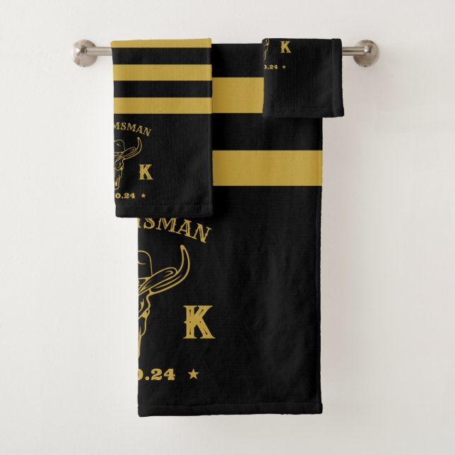 Wild West Cowboy Personalized Monogram Groomsmen Bath Towel Set (Insitu)