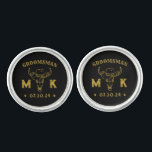 Wild West Cowboy Personalized Monogram Groomsmen Cufflinks<br><div class="desc">Personalized gifts for groomsmen with old western cowboy theme. Decorated with cowboy hat with vintage western font. Text and background colour are editable using the Design Tool to fit your occasion. Get this customize gift for wedding,  bachelor party,  engagement party or any other special occasions.</div>