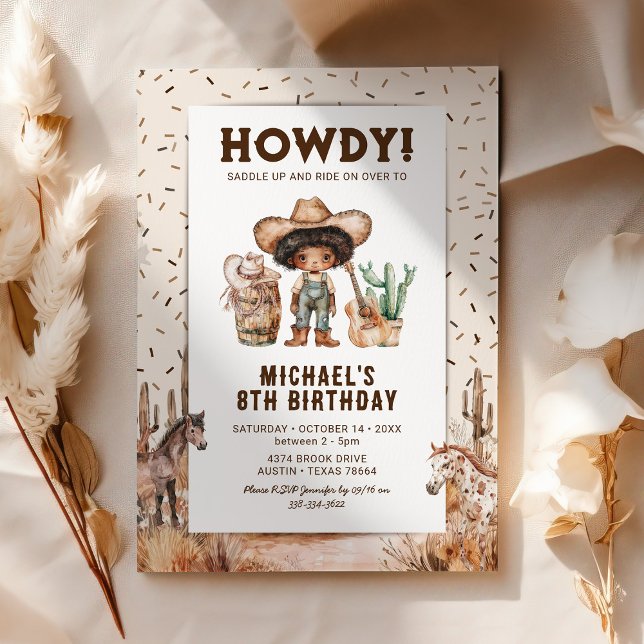 Wild West Cowboy Rodeo Kids Birthday Invitations (Creator Uploaded)