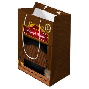 Wild West Cowboy Themed Birthday Guest Favour Medium Gift Bag
