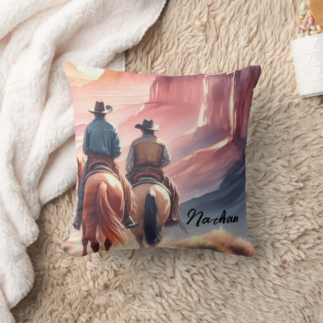 Wild West Cowboy  Throw Pillow (Blanket)