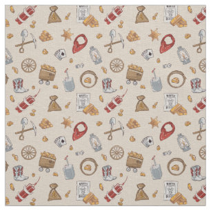 Wild West cowboy vintage gold mining Fabric