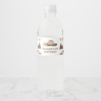 Wild West Cowboy Western 1st Party Birthday Water Bottle Label