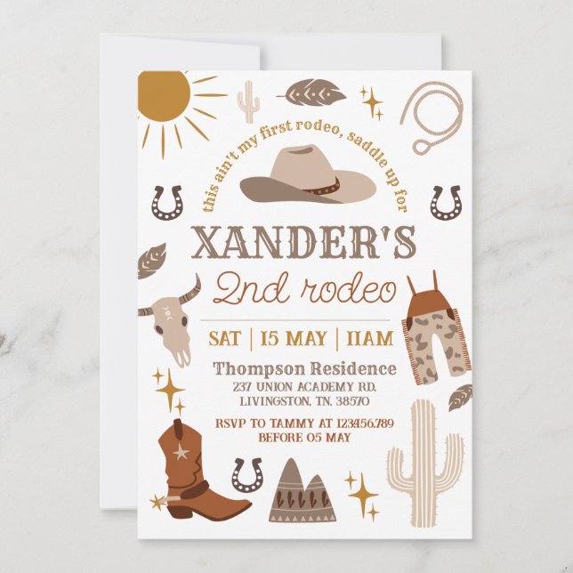 Wild West Cowboy Western 2nd Party Birthday Invitation (Front)
