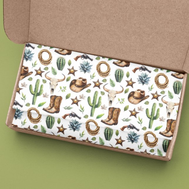 Wild West Cowboy Western Watercolor Tissue Paper (Creator Uploaded)