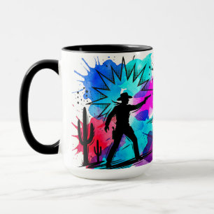 Wild West Cowboys Colourful Watercolor Art Mug