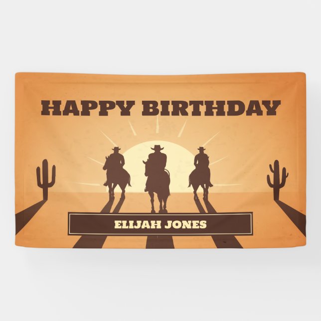 wild west cowboys sunset birthday banner (Horizontal)