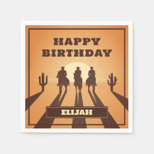 wild west cowboys sunset napkin