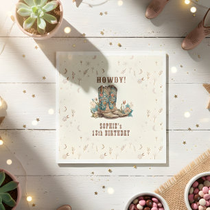 Wild west cowgirl birthday napkin