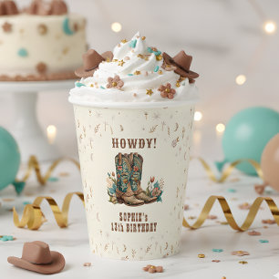 Wild west cowgirl birthday paper cups