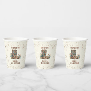 Wild west cowgirl birthday paper cups