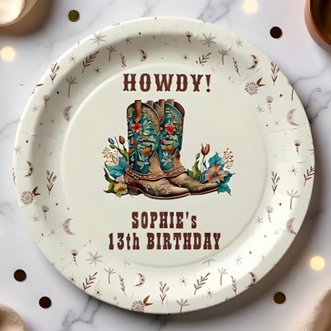 Wild west cowgirl birthday paper plate (Creator Uploaded)