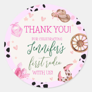 Wild West Cowgirl Country Birthday favor Classic Round Sticker